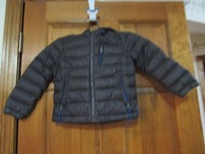  175 LL Bean Stow Jacket Coat Parka Goose Down Gray Hood Chest 23" Kids 4 Years