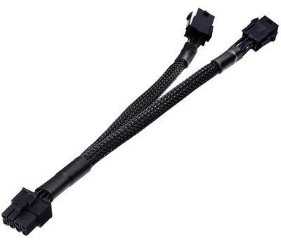 Dual 6 Pin Female to 8 Pin Male GPU Power Adapter Cable Braided Sleeved 9 Inches