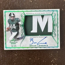 2020 Leaf Trinity Brian Lewerke Jersey Patch Auto /25 #PA-BL1 Authentic Signatur