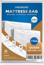 Plastic Mattress Bag for Disposal Moving or Storage,Queen Size,1.5Mil