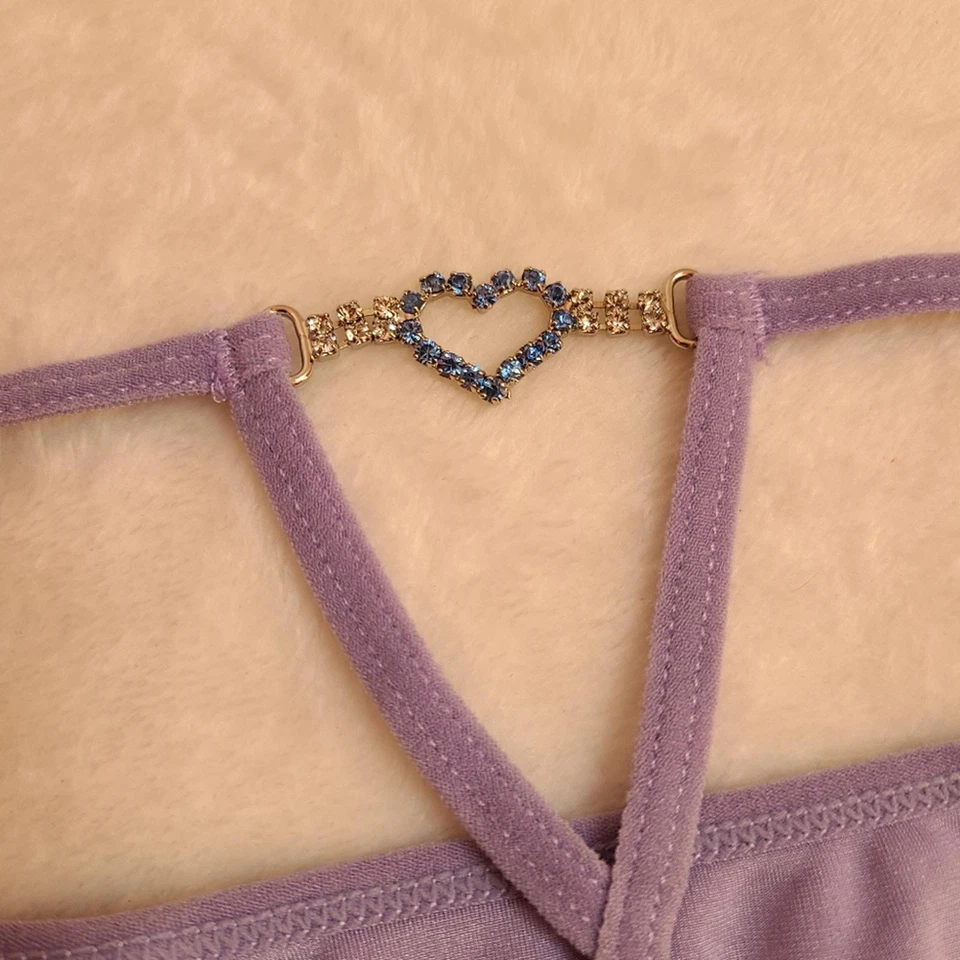 Vintage Secret Treasures Silky Satin Rhinestone Charm Cut-out Thong XL - Image 4 of 4
