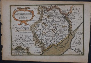 MONMOUTHSHIR WALES 1627ca JOHN SPEED ANTIQUE COPPER ENGRAVED MINIATURE MAP