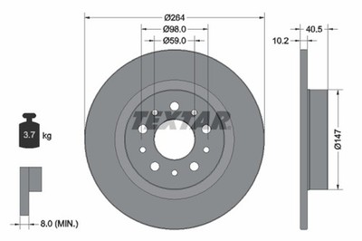 2x Bremsscheibe PRO TEXTAR 92271703 für FIAT TIPO 500L 357HXN1A 357SXN1A 357 LPG