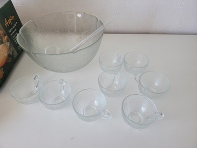 Arcoroc France Vintage 70er Jahre Glas Bowle Schale Schöpfkelle 8 Tassen OVP