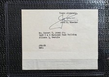 Bobby Jones+1958+Bell Syndicate+Lettre envoyée à BOBBY JONES+Golf+Bobby Jones 