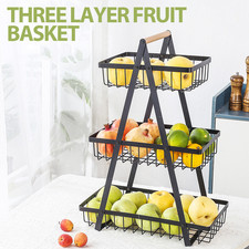 3 Tier Fruit Storage Basket Countertop Kitchen Bread Vegetable Fruit Bowl Rack