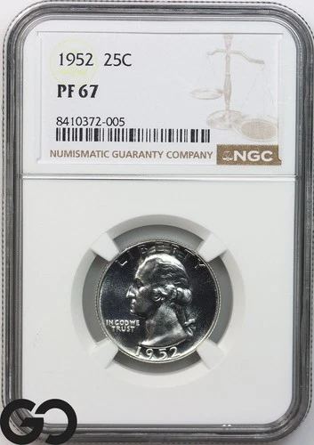 1952 Washington Quarter, PROOF, PF 67 ** Blast White PR!