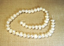 Lovely 16" Strand 11mm x 9mm White Iridescent Freshwater Baroque Pearls Lot B5