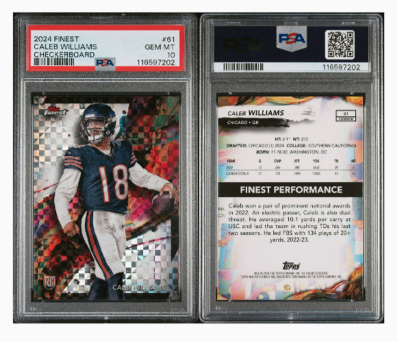 2024 Topps Finest - Common Caleb Williams #61 Checkerboard (RC) PSA 10 GEM MINT