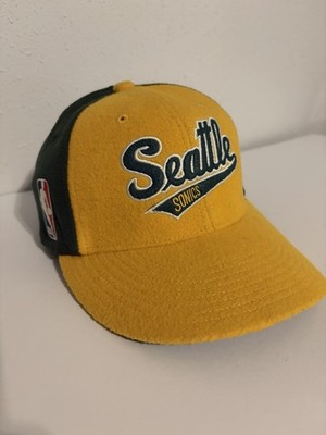 Vintage Seattle Super Sonics NBA Script Nike Fitted Hat Cap Sz 6 7/8- 7 1/8 Wool