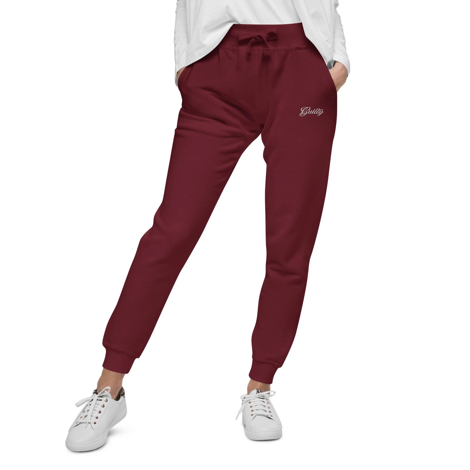Unisex Maroon Fleece Joggers – Soft Lounge Sweatpants | Guilty Sweats