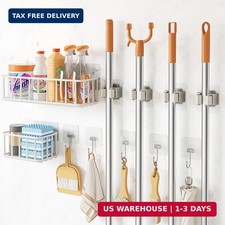 11 Pack Broom Holder Wall Mount Self Adhesive,Broom and Mop Organizer Wall Hangi