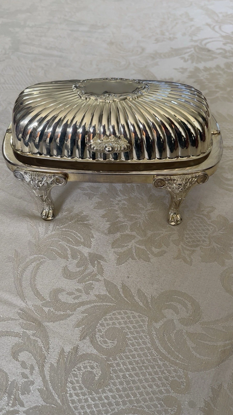 Round Vintage Silver Plated Covered Butter Dish with Glass Insert