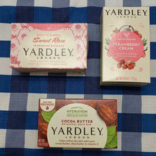 Yardley London Soap LOT Of 3 Sweet Rose, Strawberry Cream, And Cocoa Butter New