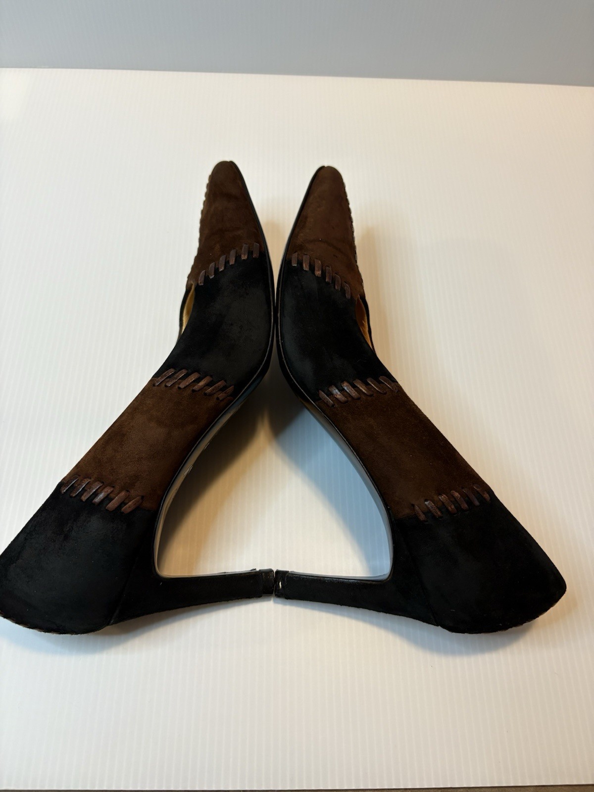 SALVATORE FERRAGAMO BROWN/BLACK PATCHWORK SUEDE W… - image 8