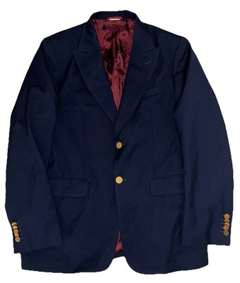 Gucci Uniform Blazer Men s 44 Navy Wool Mohair Gold Buttons