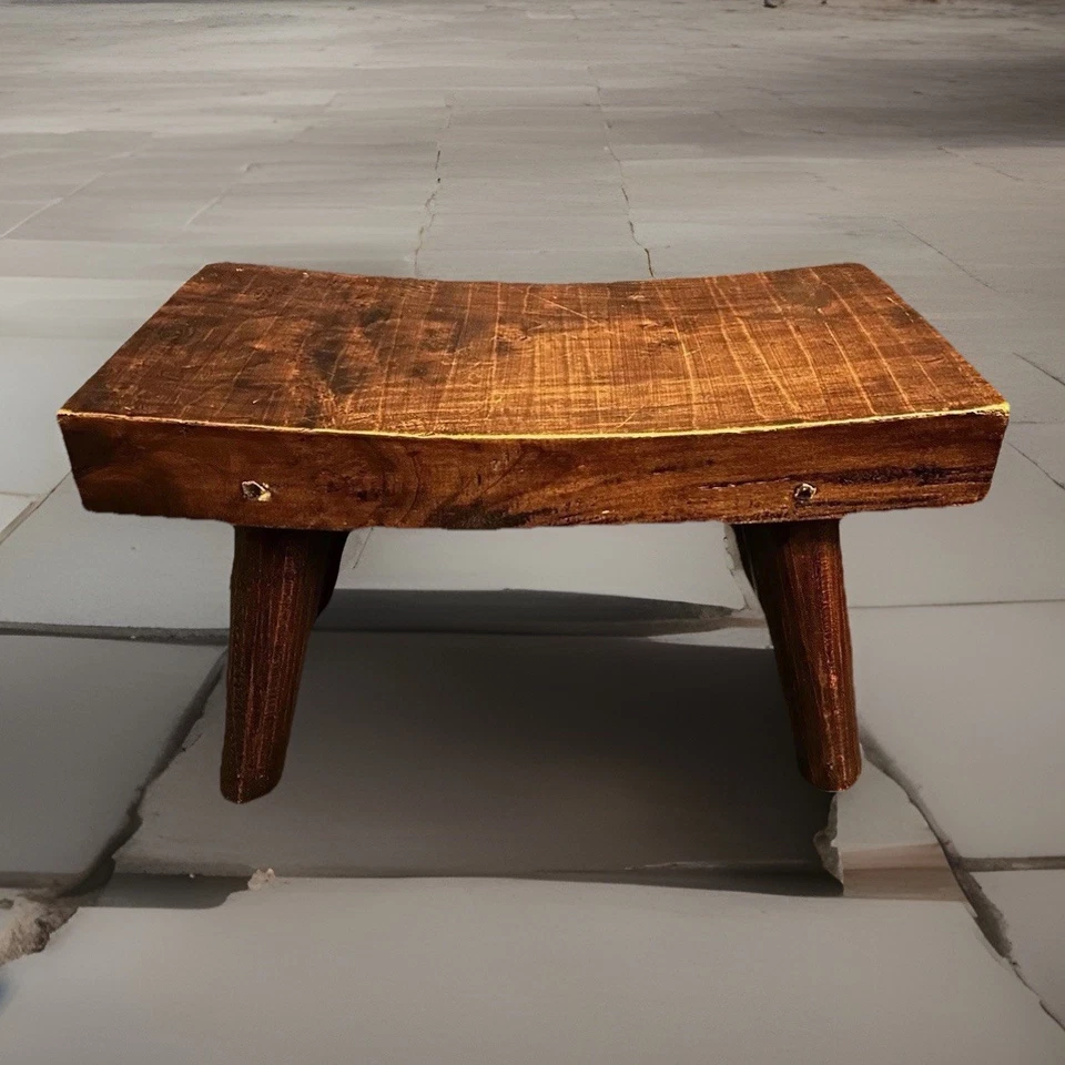 1982 David Smith & Co Artisan Handcrafted Java Wood Stool 15.5x8.25x10 Indonesia - Image 2 of 4