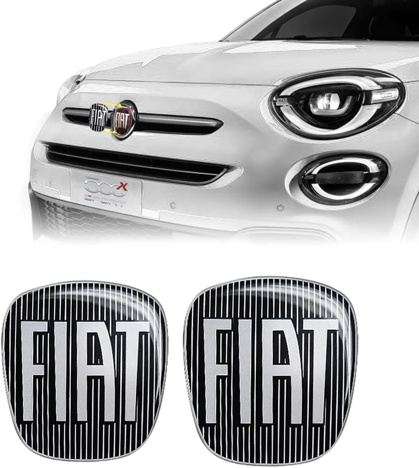 Personalizzazione Fiat 500X: Set Loghi Neri 3D Anteriore e Posteriore