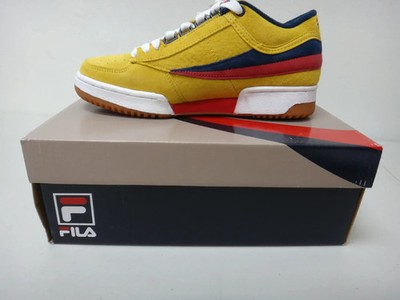 FILA T-1 MID Men's 7.5 Yellow Suede Sneaker Navy Red Gum Sole 1TM00020-732