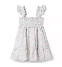Janie and Jack The Emily Smocked Sundress in White Floral Size 16 Girls