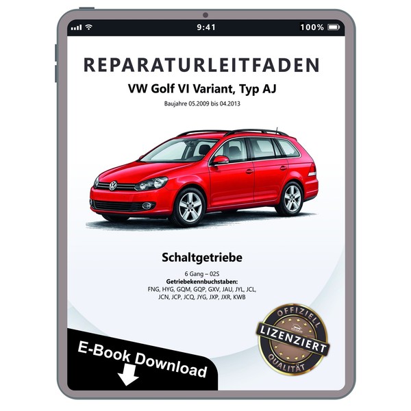 VW Golf 6 Variant AJ (09-13) 6 Gang Schaltgetriebe 02S Reparaturleitfaden Ebook-image