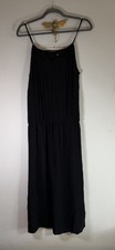 HUSH Ladies Black Sleeveless Midi Dress UK 10 Straps Soft 100% Rayon Halter Neck