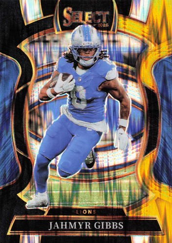 Jahmyr Gibbs 2025 Panini Select Football Concourse #71 Black & Gold Shock Prizm