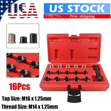 16pc Spark Plug Thread Repair Rethreading Tool Kit M16 Threaded Coil Insert
