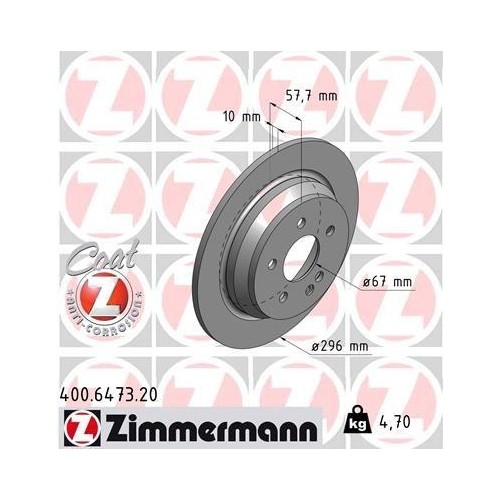 Zimmermann 400.6473.20 Bremsscheibe Hinterachse FüR Mercedes Benz Mercedes Benz-image