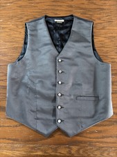 Carrot  Gibbs Gray And Black Pure Silk Formal Wedding Prom Vest