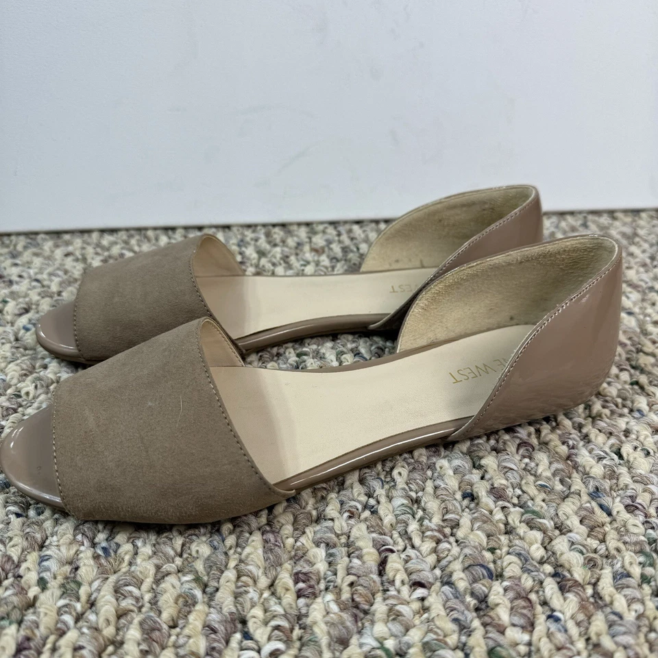 Pisos de ballet Nine West para mujer 8M Bachloret Peep-Toe D'Orsay negros recortados laterales Foto 2 de 4