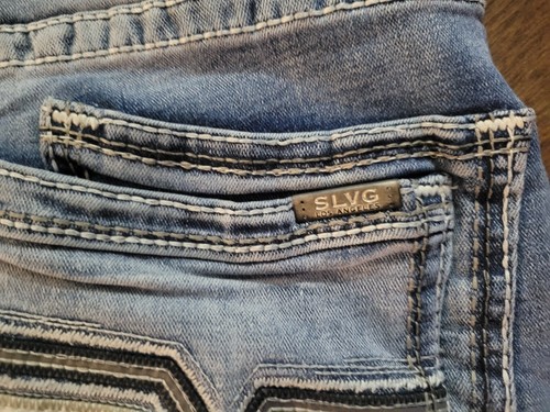 Salvage Supply Co Jeans Mens 32Lx32 Blue Mayhem Straight Embroidered Denim - Picture 9 of 13