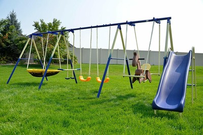 swing set with rocking horse