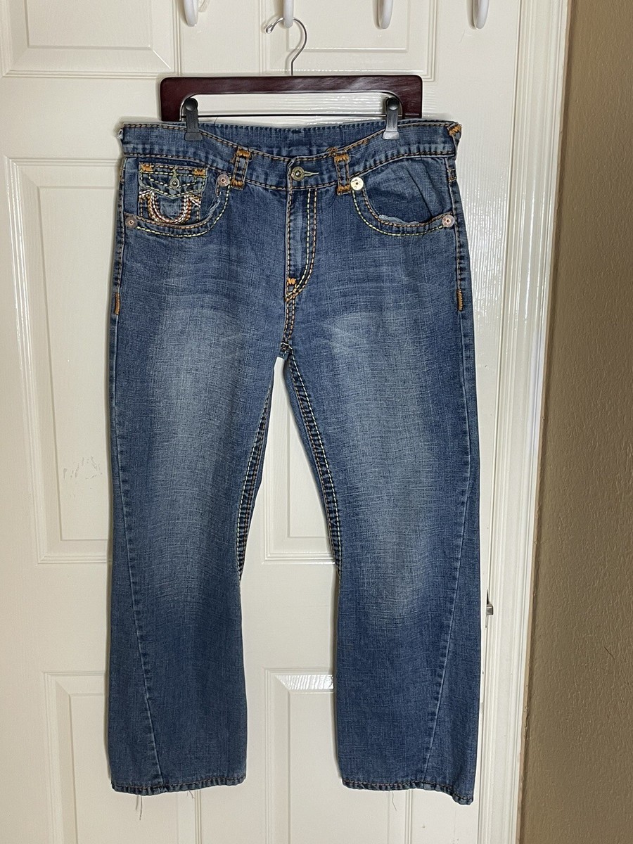 True Religion Joey Super T Rainbow Stitch Flare Jeans 34 | eBay