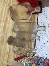Vintage Clear Glass Bottle Jar Lot Medicine Syrup Liquor? 