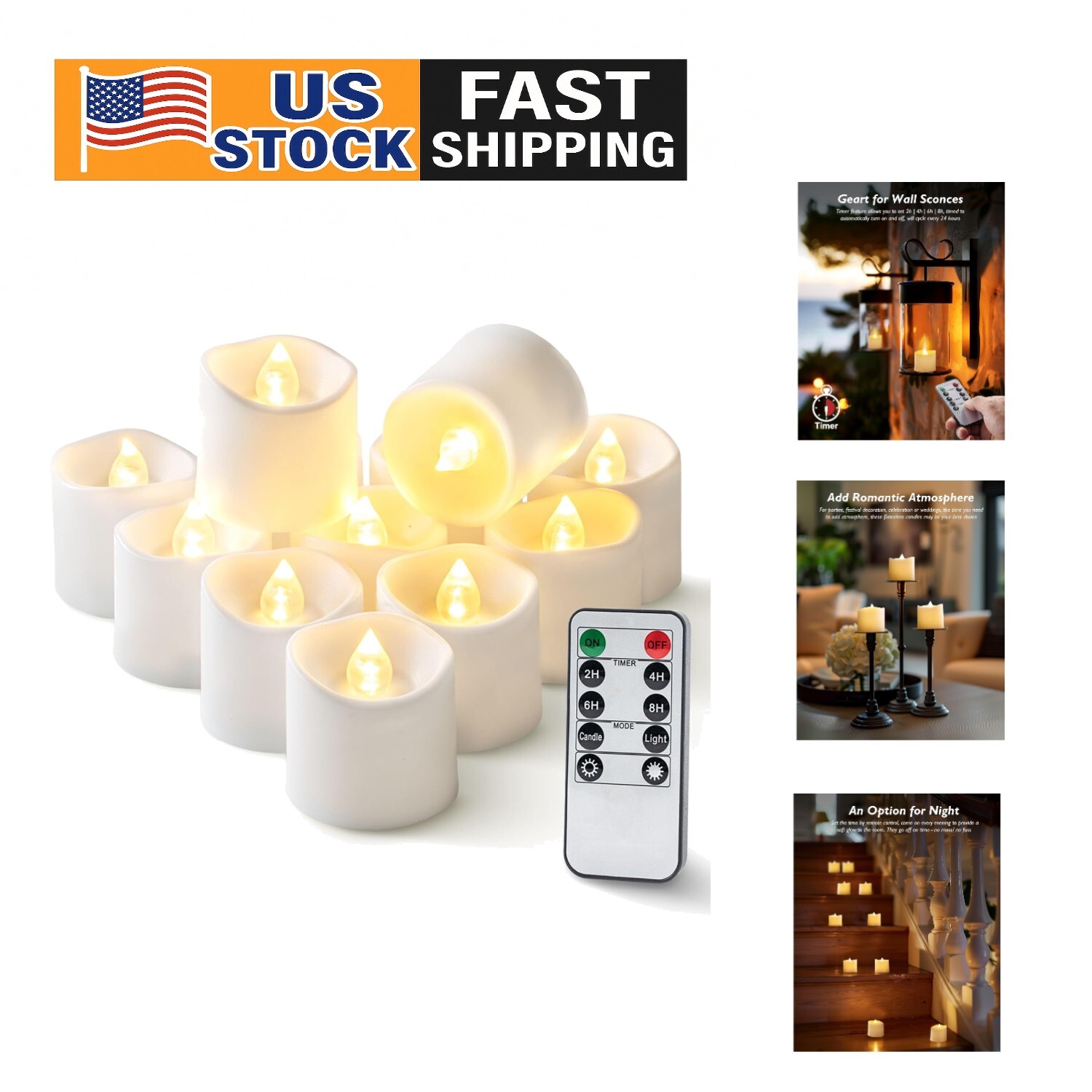 24 Pack Remote Flameless Candles - Warm White LED Glow