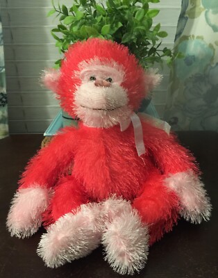 Russ Berrie Pink Monkey Trembles Plush Sound Stuffed Animal Vibrates Chimp Ape 