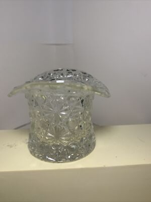 Fenton Top Hat Toothpick Holder Daisy And Button Clear Glass Large Vintage