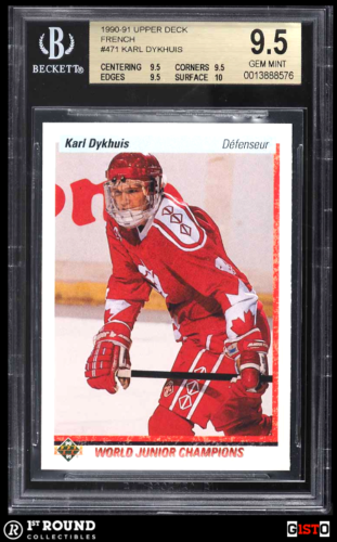 POP 1: Karl Dykhuis RC BGS 9.5: 1990-91 Upper Deck French Rookie Card Gisto - Picture 1 of 3