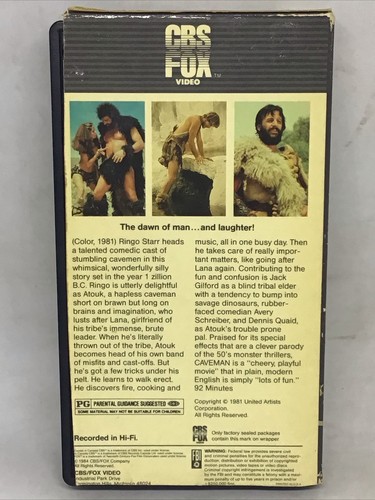 Vintage 1984 CBS/Fox VHS Caveman by Turman-Foster W/ Ringo Starr & Dennis Quaid - Picture 2 of 6