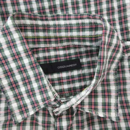Dsquared DSQUARED2 Check Shirt Seersucker Embroidery Long Sleeve 44 S Green Used - Picture 6 of 7