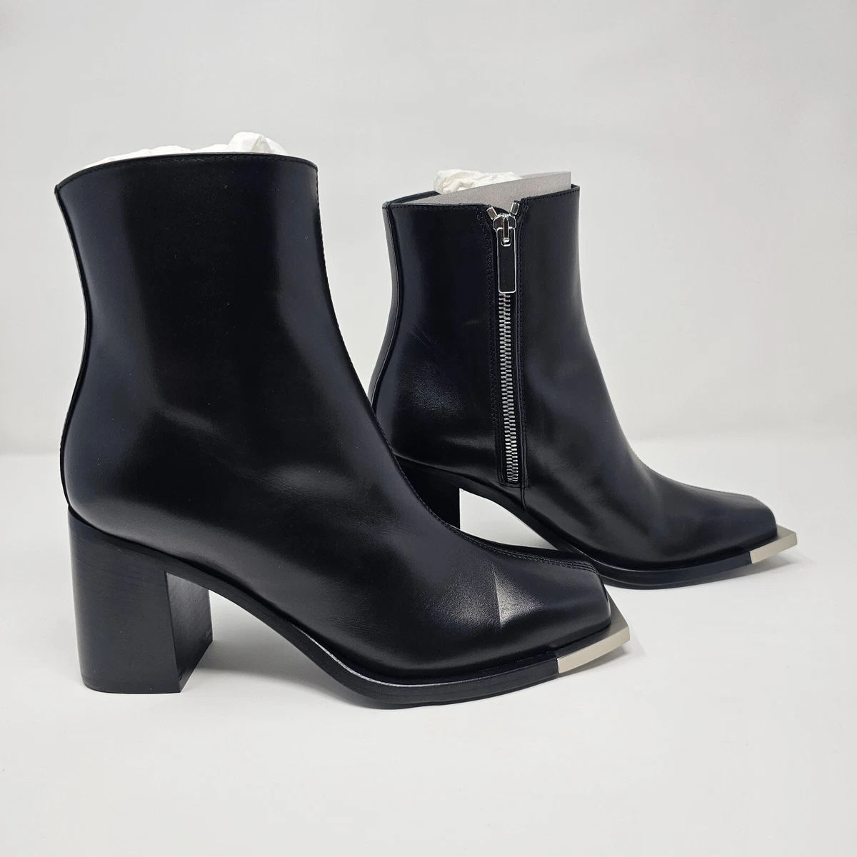 NEW Peter Do Everyday Boot with Metal Silver Tip Black/Silver - Size 38