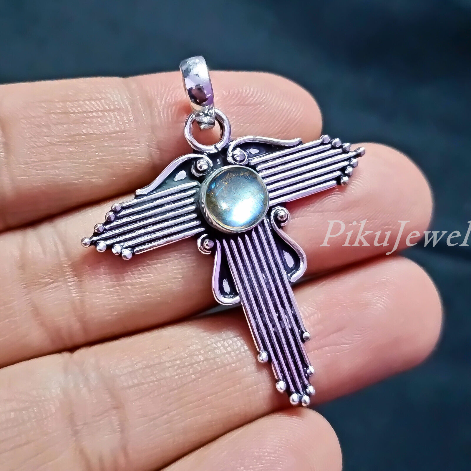 Materia Pendentif Croix Homme Argent 925 Rhodié Mat - Bijou Fabrication Allemande