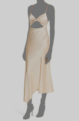 $465 Alice + Olivia Women's Beige Harmony Cutout Midi Dress Size 0