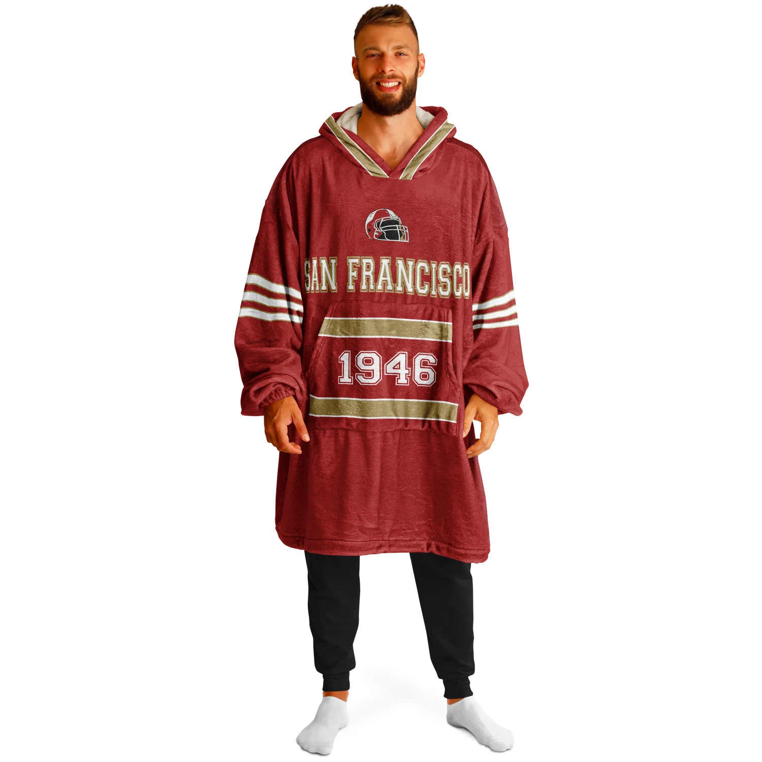 Personalized San Francisco Unisex Adult Hoodie Blanket Football Wearable Blanket
