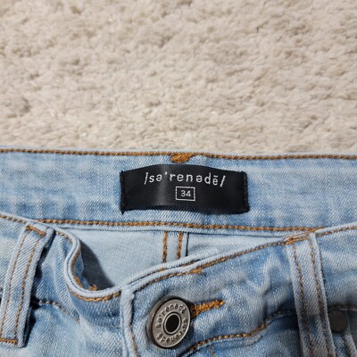 Serenade Skinny Fit Distressed Stretch Jeans 34x32 Mens Light Blue
