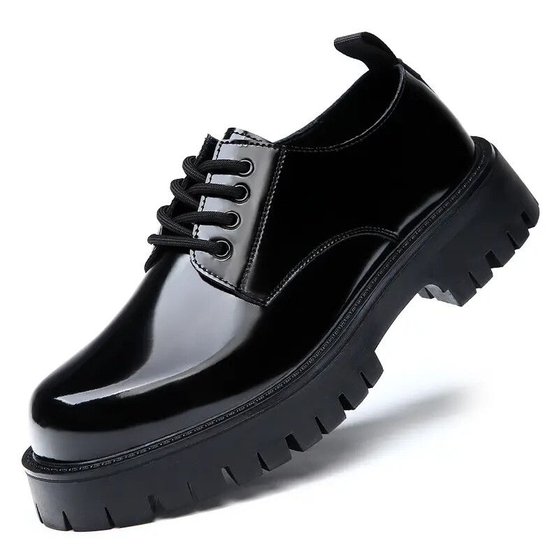 SAOLA Scarpe da uomo stile britannico punta tonda plateau suola spessa casual eleganti in pelle nuove
