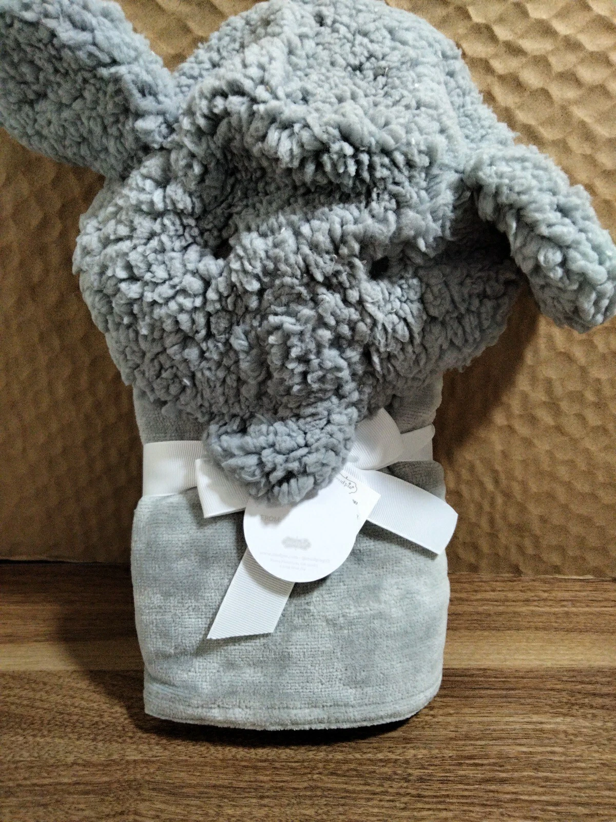 Mud Pie Elephant Hooded Towel Gray