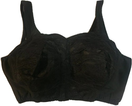 Women Black/ white wire free LACE front closure Bra Undergarment Plus size Sale - Picture 5 of 10