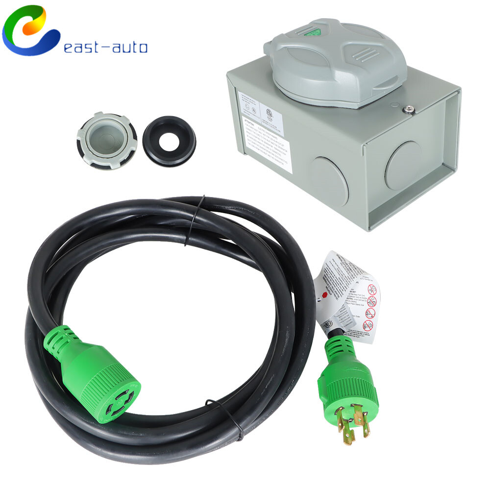 Generator Cord 15 FT 4 Prong 30 Amp & Generator Inlet Box NEMA L14-30P/L14-30R